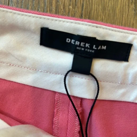 NWT Derek Lam CROPPED PINTUCKED STRETCH-COTTON TWILL FLARED PANTS IN PINK